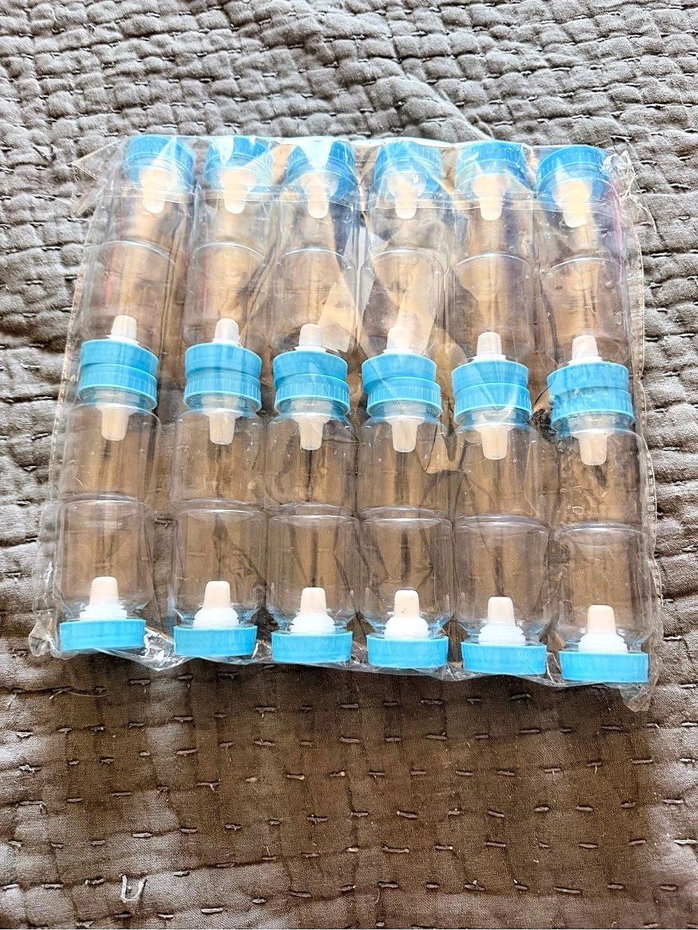 Reusable Clear Bottles with Blue Caps favors for baby shower 24ct.